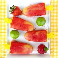 Strawberry Pineapple Lime Popsicles