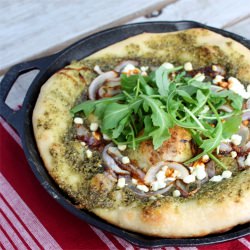 Pesto, Goat Cheese, and Onion Pizza