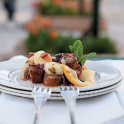 Baked Sausages and Haloumi Cheese