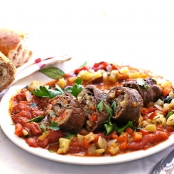 Veal Roulade – Eggplant and Peppers