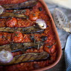 Eggplant Risoni Bake