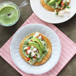 Ceviche Tostadas w. Cilantro Cream