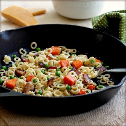 Bacon, Sweet Potato, Peas & Pasta