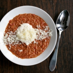 Roasted Pepper & Refried Bean Soup