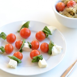 Caprese Skewers & Penne Pesto Pasta