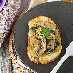 Garlic Butter Mushroom Crostinis