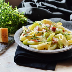 Penne & Zucchini Carbonara