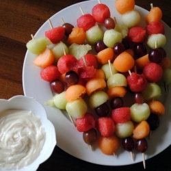 Fruit Kebab + Honey Goat Cheese Dip