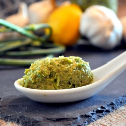 Garlic Scape Pesto Two Ways