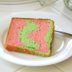 Strawberry and Pandan Chiffon Cake