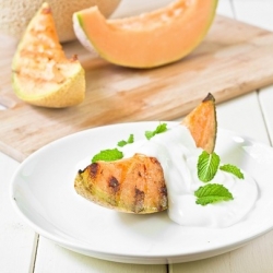 Grilled Cantaloupe w/ Yogurt