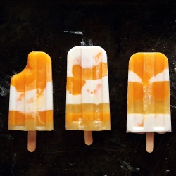 Mango Coconut Striped Popsicles