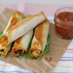 Baked Chicken and Spinach Flautas