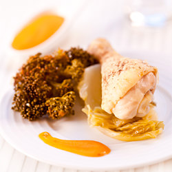 Chicken w/ carrot & beer sauce