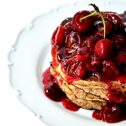 Walnut Pancakes with Cherry Sauce