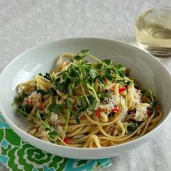 Linguine w/ Crab & Pea Shoots