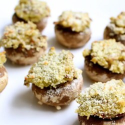 Pesto Hummus Stuffed Mushrooms