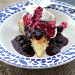 Buttermilk Cake w/ Blueberry Sauce