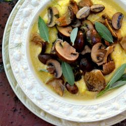 Mushrooms over Cheesy Polenta