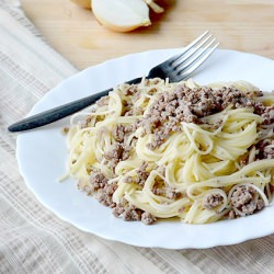 Capellini with meat sauce