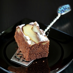 Chocolate pear upside-down cake