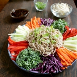 Korean Cold Noodles and Vegetables