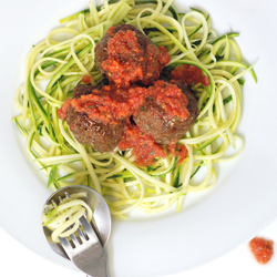 Zucchini – ‘Spaghetti’ and Meatball