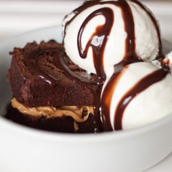 Dense Triple Chocolate Cake Sundae