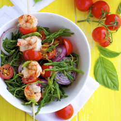 Sea Asparagus Salad with Grilled Shrimp