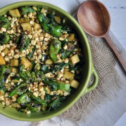 Corn, Zucchini, Padrón Pepper Hash