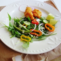 Lentil fritters w/ arugula salad