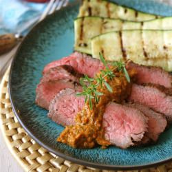 Grilled Tri Tip w/ Red Pepper Pesto