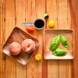 No-Knead Peach Caprese Pizza