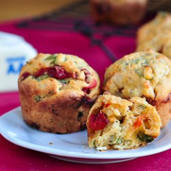 Basil Feta + Roasted Pepper Muffins