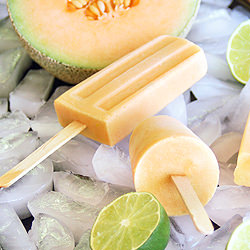 Cantaloupe and Cream Lime Ice Pops