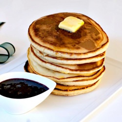 Whey Pancakes with Blueberry Syrup