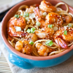 Spicy Sesame Noodles with Shrimp