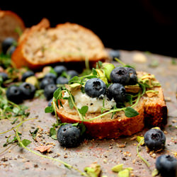 Blueberry & Pistachio Crostini