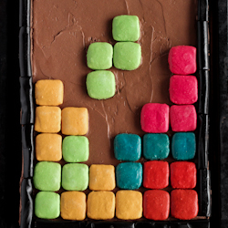 Tetris Cake with Macarons