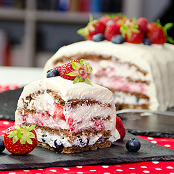 Triple berry mascarpone cake