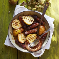 Sticky Pear and Perry Sausages