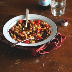 Beans with Sausages and Tomatoes