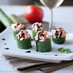 Cucumber Cups Stuffed w/ Goat Cheese