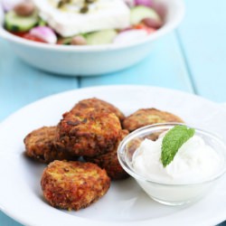 Greek Salad & Zucchini Fritters