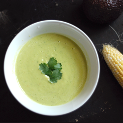 Raw Avocado And Corn Soup