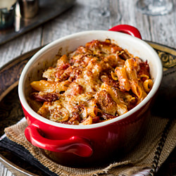 Chorizo and Mushroom Pasta Bake