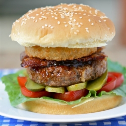 Onion Ring BBQ Bacon Burgers