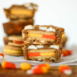 Candy Corn Oreo Stuffed Cookies