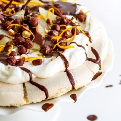 Pavlova with Pears & Dark Chocolate