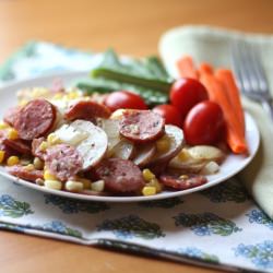 herbed potatoes and kielbasa